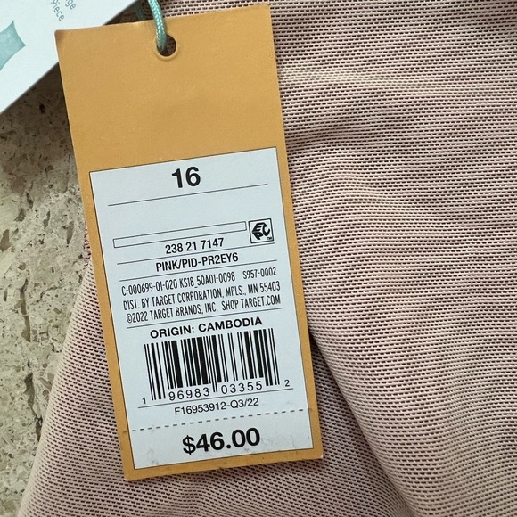 NWT Kona Sol One Piece Compression Pink Ruffle Swimsuit Size 16 - Picture 5 of 8